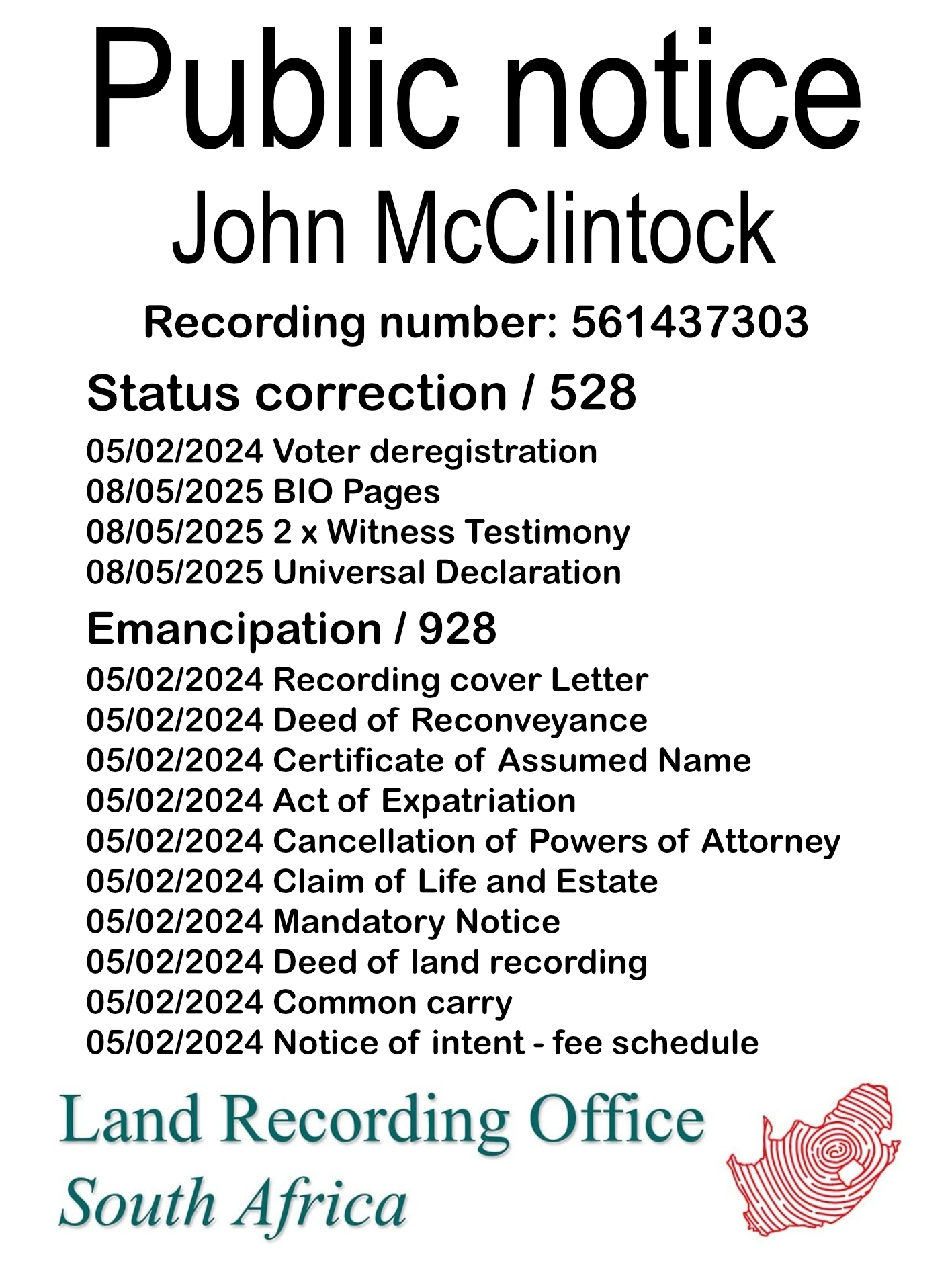 Public Notice John McClintock (c) Recording number 561437303